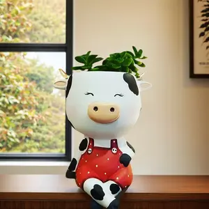 1pc Cow Print Waist Bag Flower Pot, Garden Living Room Desk Convenient Decoration, Unisex All Ages Use, Practical Storage Solution