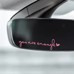 You are Enough Pattern Car Rearview Mirror Sticker, Letter & Heart Pattern Car Rearview Mirror Decal, Car Decoration Accessories, Sticker For Cars