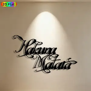1pc Hakuna Matata Metal Wall Art, Stylish Calligraphy Statue Mural, Ideal Gift for New Year, Easter, Inspirational Decor Enthusiasts, Rust-Resistant Metal Wall Decor Wall Sculptures, Perfect for Living Room Walls & Garden Fence, Unique Positive Vibe Decor