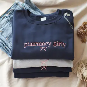 [SHIP FROM US] Pharmacy Embroidered Girly Pharmacist Sweater, Cute Pink Apothecary Hoodie, Cozy Medical Professional Gift Apparel