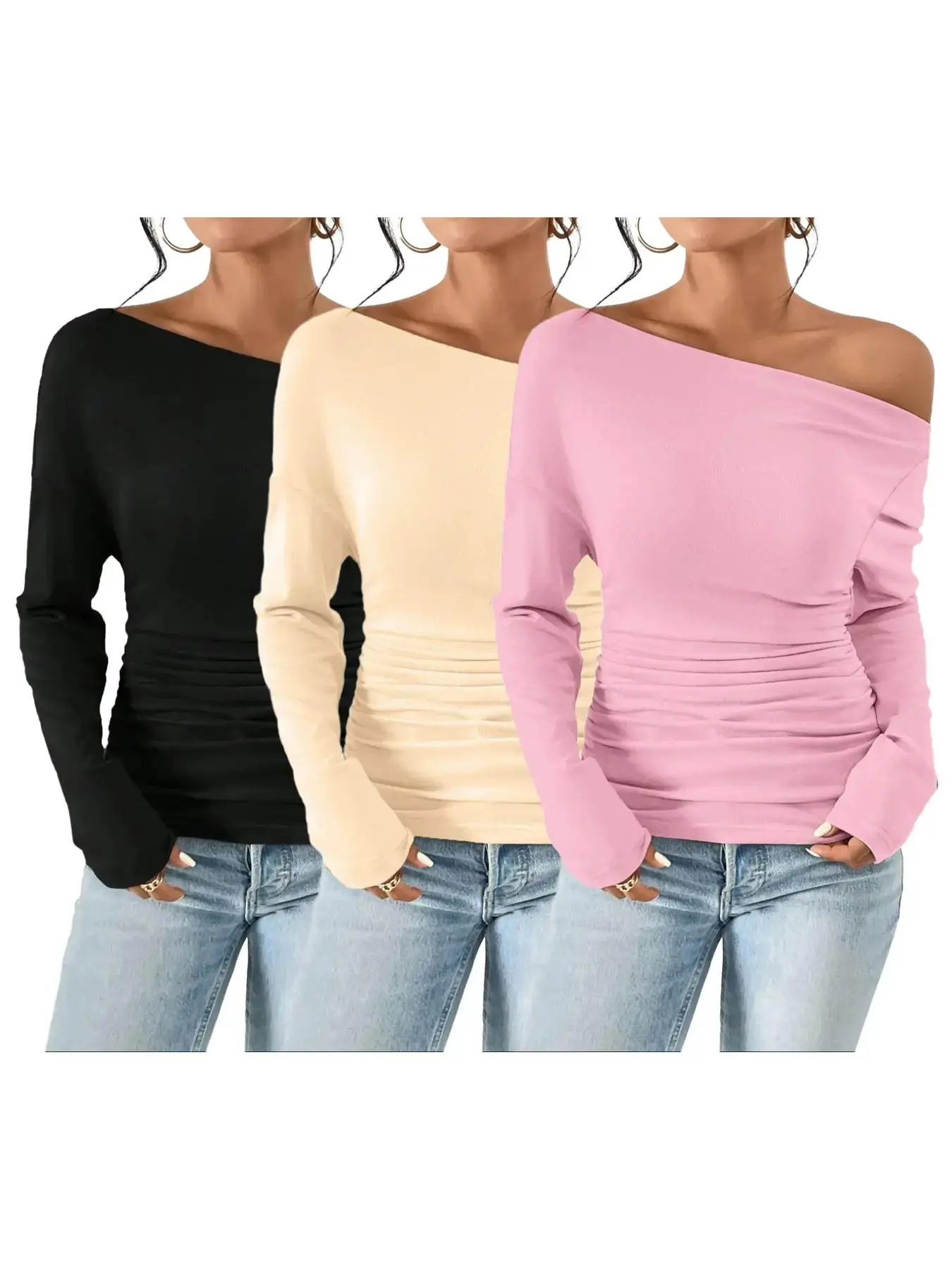 Black*1 pc+Apricot*1 pc+Pink*1 pc