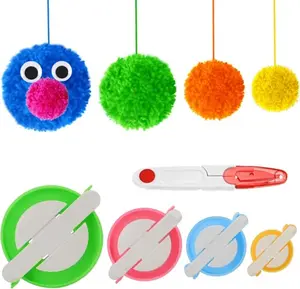 Pom pom Maker, 4 Sizes Pom-pom Maker Fluff Ball Weaver Needle Craft DIY Wool Knitting Craft Tool Set for Kids and Adult + 1PC Scissors
