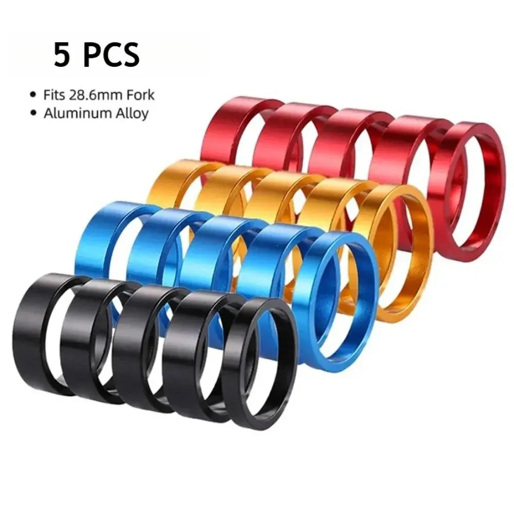 5PCS MTB Mountain Bike Road Bike Cycling Headset Spacer,Fork washer, Aluminum Alloy Washer for 28.6mm ,1PCS 5mm + 4 PCS 10mm colored washer Bike Parts Bike Accessory