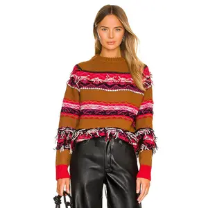 Essentiel Antwerp Alessia Multi Pattern Sweater in Dromedaries