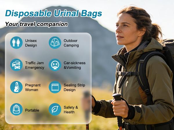 12 /24PCS Disposable Urine Bags,700ML Pee Bags for Travel for Women and Men, Portable Emergency Urine Bag with Leakproof Seal for Road Trips, Camping, Hiking, Traffic Jams,Pregnant, Patients,summervibes outdoorfun