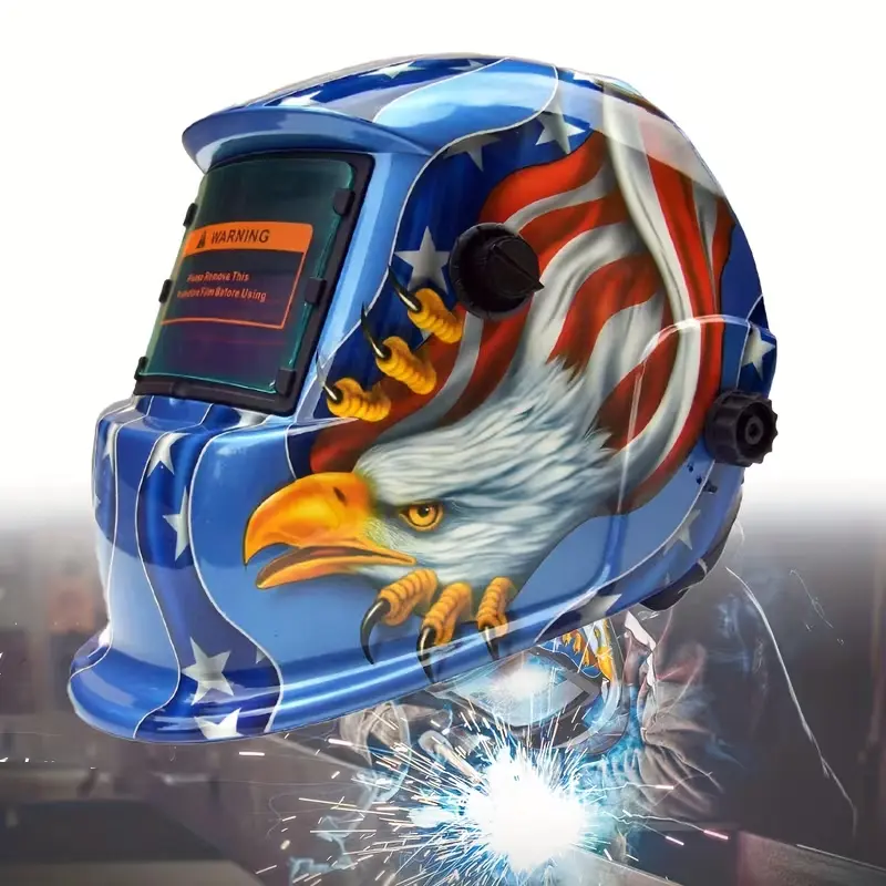 True-color solar-powered automatic dimming welding helmet, wide-field true-color welder's helmet, automatic dimming welding mask. tig mig arc