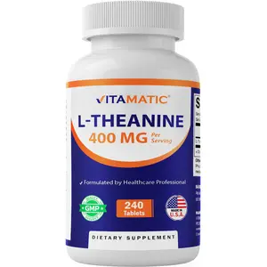 Vitamatic L-Theanine Supplement 400mg per Serving - 240 Tablets - Non-GMO, Gluten Free