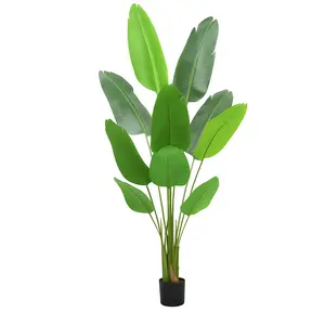 5 Feet Artificial Bird of Paradise, 60 Inch with  Premium UV Resistant Lifelike Fake Plant in Pot with Dried Moss for Office, Indoor/Outdoor Use & Tropical Home Décor Tree Garden Decorations Decorative Flowers Ornaments Outdoorfun Gift  Valentine's day