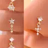4 Piece Star & Cross Nose Rings Set, Nose Ring Body Piercing Jewelry, Synthetic Zircon Inlay, Copper Chain, Elegant Design, Perfect Gift for All Seasons, Body Jewellery