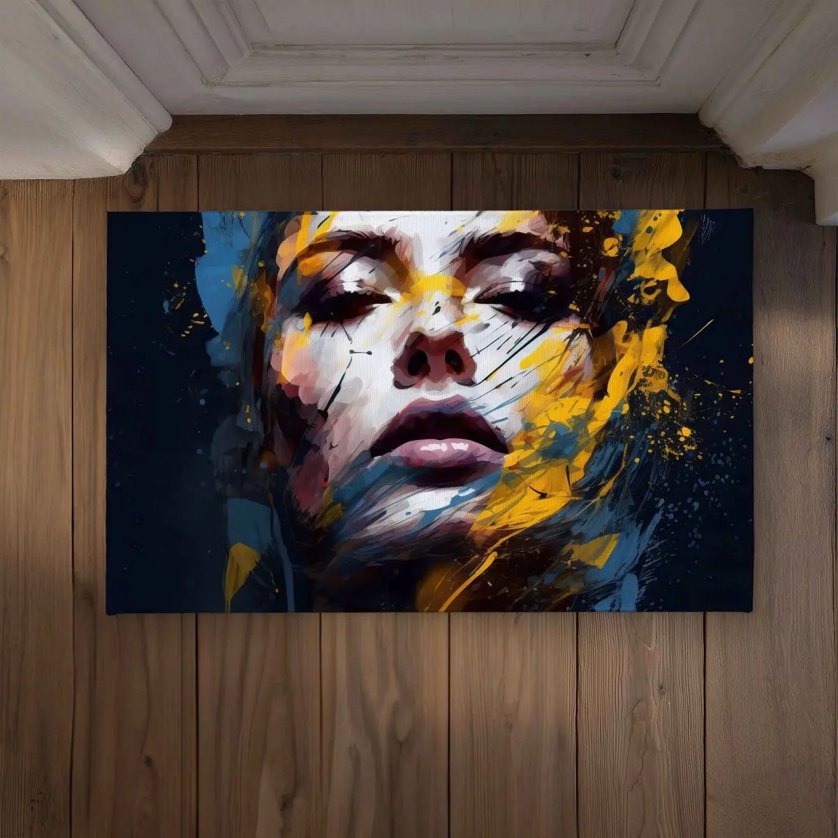 212 MAIN Figurative Art Tornado Swirling Shapes Door Mat - Vibrant Yellow, Durable Polyester Loop Material, 21x34in, Indoor/Outdoor, Easy to Clean Statement Piece, Decorative Accent (Model CODM21345NU4TJ)