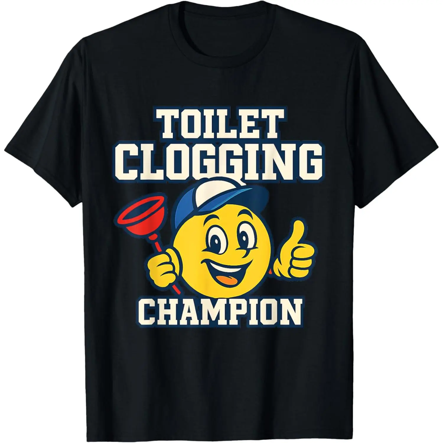 Women's Round Neck Short-Sleeve Printed Tops - Breathable Casual Fit Streetwear, Funny Toilet Clogging Champion Meme Print Relaxed Fabric Top