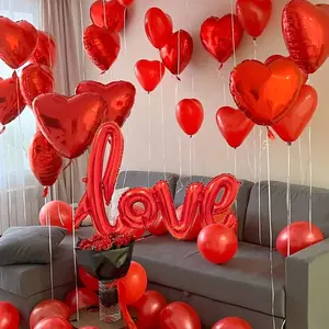 Connected Letters Iyou Balloon Set, Includes 18 Inch Heart Shaped, Heart Shape, Rose Petal Balloons, Aluminum Foil Material