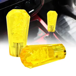 VIP 100mm Transparent Manual Yellow Diamond Crystal Bubble Shift Knob Universal