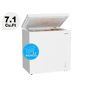 BANGSON 7.1 Cu.ft Compact Fit Top-Open Chest Freezer - Removable Basket, 7-Level Adjustable Thermostat, Energy-Efficient, Quiet Deep Freezer for Household Use