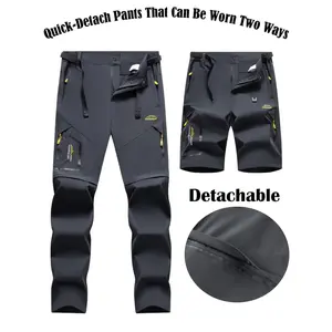 Men’s fashionable 2-in-1 athletic pants that can be separated; side zipper pockets, multi-pocket design; a belt is included at the waist. Can be worn separately as shorts or as long pants; ideal for all seasons, everyday workouts, outdoor activities, and