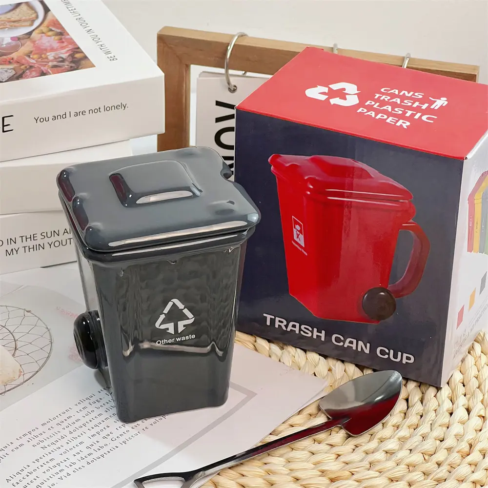 Gray trash can cup 400ml