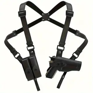 Male Adults' Premium Vertical Concealed Shoulder Holster Sling - PU Leather, Dual Magazine Pouch, Fully Adjustable, Discreet Non-Bulky Carry for 1911 Pistols (Sports & Outdoor Accessory)