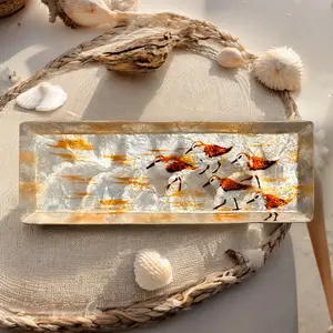 Sandpiper Painted Capiz Tray - 9.5"