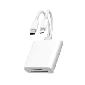 2-in-1 SD Card Reader for iPhone,Android – Type C Micro SD TF Card Reader Adapter, Supports SD/MicroSD, Fast Transfer, Plug & Play, No App Needed
