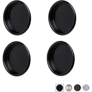 4 Pack Closet Door Finger Pull 2-1/8", Black Sliding Barn Door Hardware Round Insert Bypass Closet Door Handle, Easy Snap-in Installation
