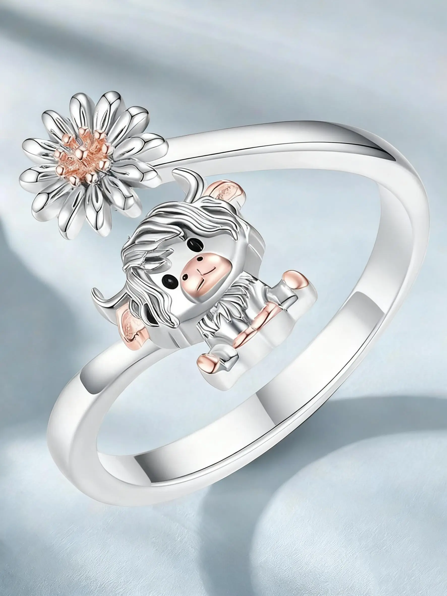 Highland Cow Jewelry Gift Ring, Simple Open Design, Cute Cow Ring, Highland Cow Jewelry, Women's Jewelry Gift, Christmas Gift, Birthday Gift, Elegant Casual Ring, Fashion Ring, Jewelry Rings