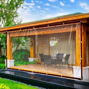 7x10FT Clear Waterproof Tarp with Reinforced Metal Grommets UV Mildew Resistant PE Material for Terrace Chicken Coop Porch Sunshade Plant Camping Rainproof Tent outdoor