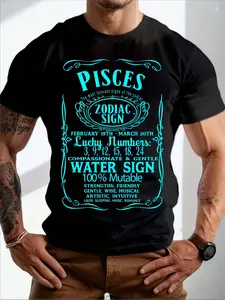 Zodiac Sign Pisces Horoscope Astrology T-Shirt - 100% Pisces Fish Graphic Print with Numbers 2 & 12, Soft Breathable Unisex Crew Neck Tee for Men & Women, Casual Streetwear, Pisces Season Gift (February 19 - March 20), Holiday Gift Idea