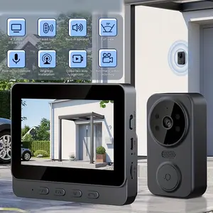 Wireless Smart Video Doorbell System,4.3" Display, HD Video Doorbell Camera with 2-Way Audio,Local Storage No Subscription, Easy Install Without Wiring