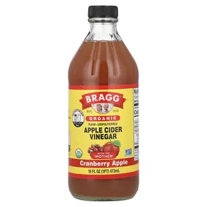 Bragg Organic Apple Cider Vinegar With The 'Mother', Cranberry Apple, 16 fl oz (473 ml)