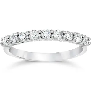 1/2ct Diamond Wedding Ring Half Eternity Wedding Band 14K White Gold