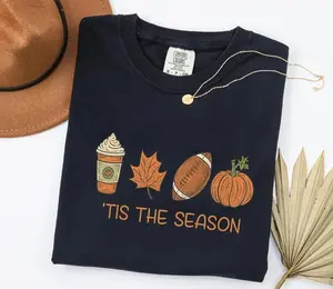 Comfort Colors Tis the Season Shirt, Fall Vibes Tee, Retro Thanksgiving Shirt, Pumpkin Season Tee, Women Fall Gift