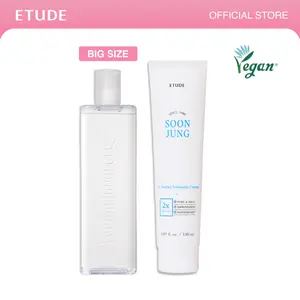 [ETUDE Official] Soonjung Best Skincare Set (Large Size ver.)| pH5.5 Relief Toner 16.9 fl oz (500ml)+2x Barrier Intensive Cream 5.07 fl oz (150ml) | Panthenol, Madecassoside | Soothes dry skin | Strengthens skin