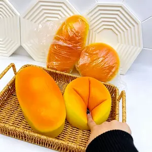 Pineapple Bun & Half-baked Cheese Cake Squishy Toy, Slow Rebound Moist Stretchy Squeeze Ball, Soft Sticky Food Themed Fidget Toy, Anxiety Relief Handheld Stress Reliever, Perfect Children’s Day & Birthday Gift for Kids, Teens and Adults