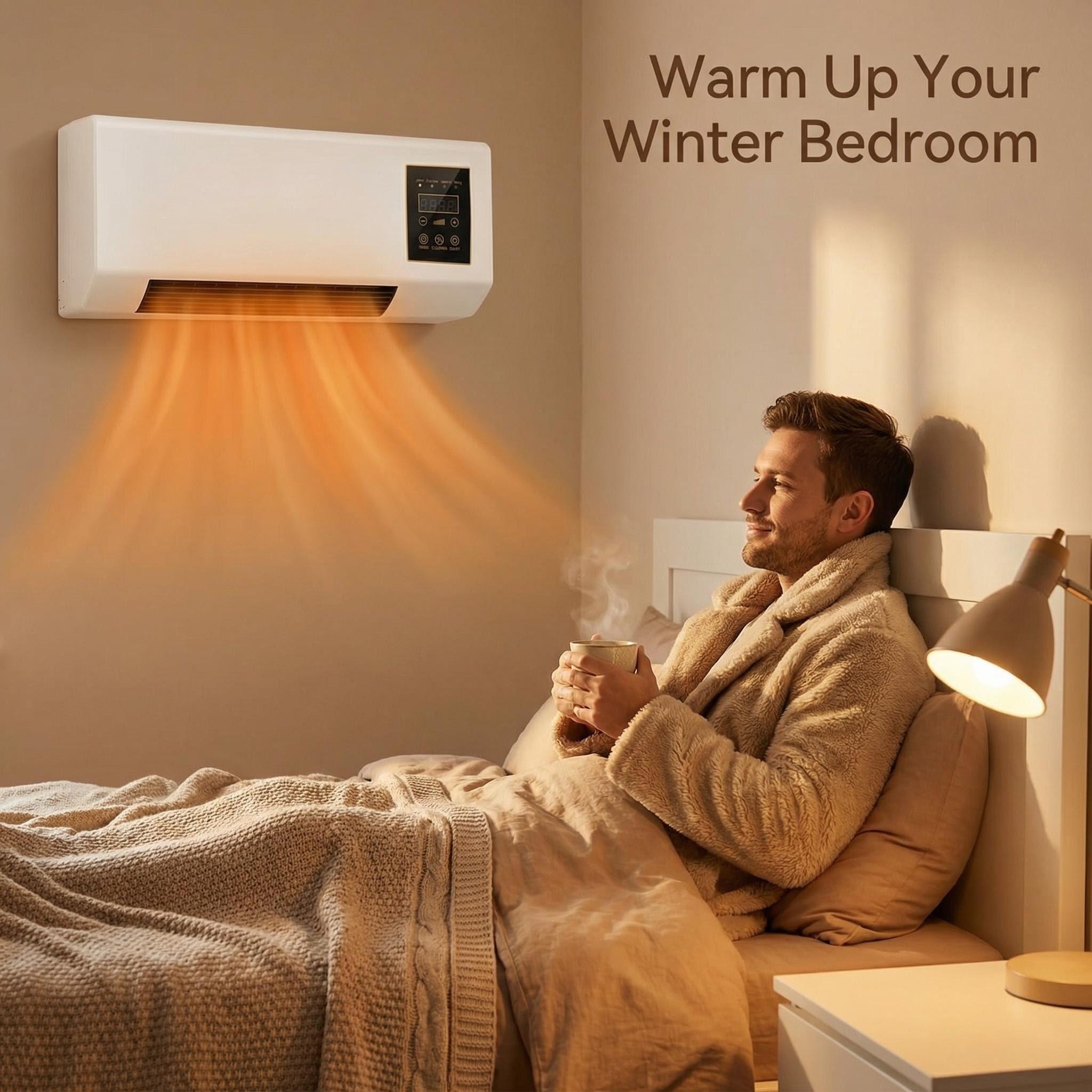 1400W Dual Mode Wall Mounted Fan Summer Gentle Natural Wind Winter Fast Heating Portable Quiet Fan For Bedroom Office Living Room Home Use