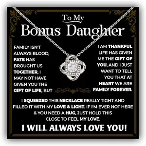 Bonus Daughter Necklace, Gifts for Bonus Daughter from Stepdad, Stepdaughter Gifts from Stepmom, Bonus Daughter Jewelry for Birthday, Graduation