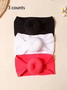Solid Color Donut Design Baby Headband, Cute Baby Hair Accessories for Girls & Boys, Newborn Infant Kids Hair Accessories for Daily Wear, Headband Set, Baby Big Head Bow