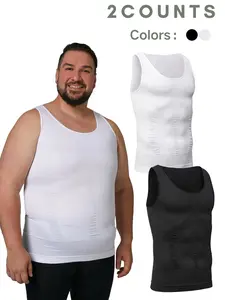 Men's Solid Color Seamless Compression Top, Tummy Control Shaper Tank Top, High Stretch Shapewear Workout Top for Men