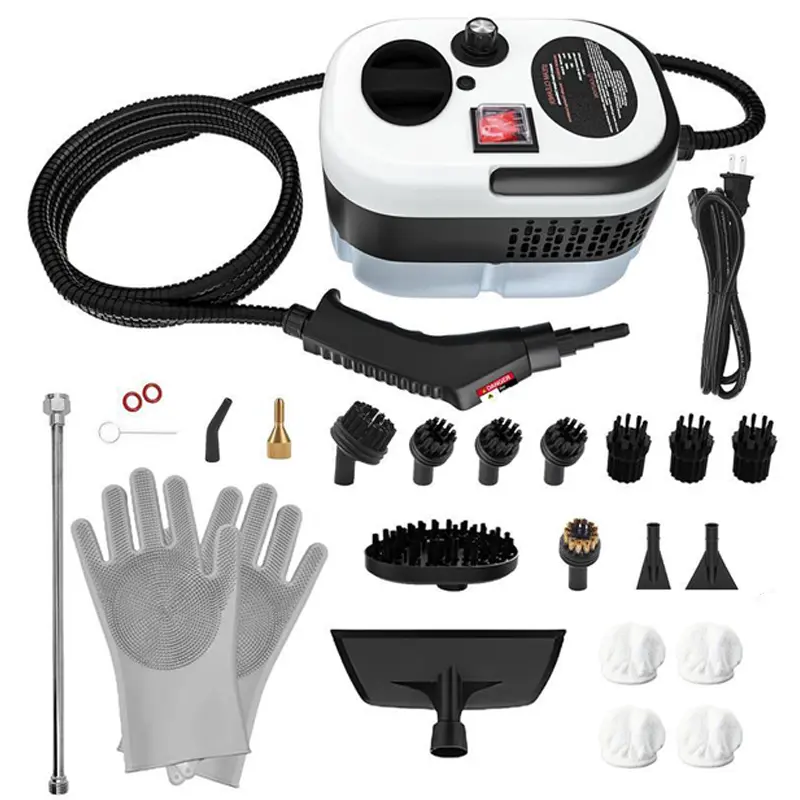 DauHor Portable Handheld Steam Cleaner - 15 Replacement Accessories, 6-Level Adjustable, 15s Fast Heat-Up Cleaning Machine, Compact Shape Home Cleaning Products for Boating, Home Use, Office, Corded, Eco-Friendly, Multi-Accessories, Accessory Kit