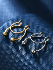 Unisex Punk Style Stainless Steel Spiral Nose Ring, Hip-Hop Fashion Plain No Piercing Clip-On Jewelry, All Seasons Accessory