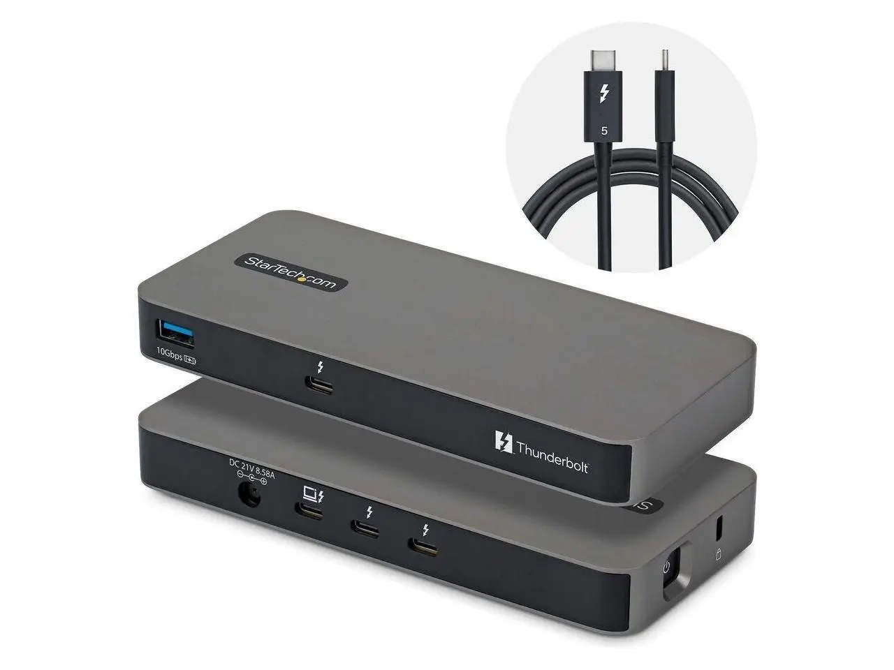 StarTech 4-Port Thunderbolt 5 Hub with Thunderbolt Share KVM - 80 / 120Gbps - 8K Multi-Display - 140W PD - USB-A 10Gbps - TB4 & USB4 - 303NA-TB5-HUB