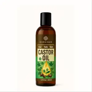 200ml-Castor oil for hair, body, eyelashes, and eyebrows, moisturizing massage oil, cold pressed unrefined castor oil, dry hair essential oil, nail care castor oil, used for gift giving on Valentine's Day. Suitable for all skin types of men and women