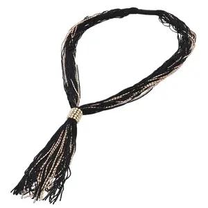Tasseled Collar Glass Goldtone Seed Bead Beaded Necklace for Women Jewelry Size 32" Boho Western Birthday Christmas Gifts