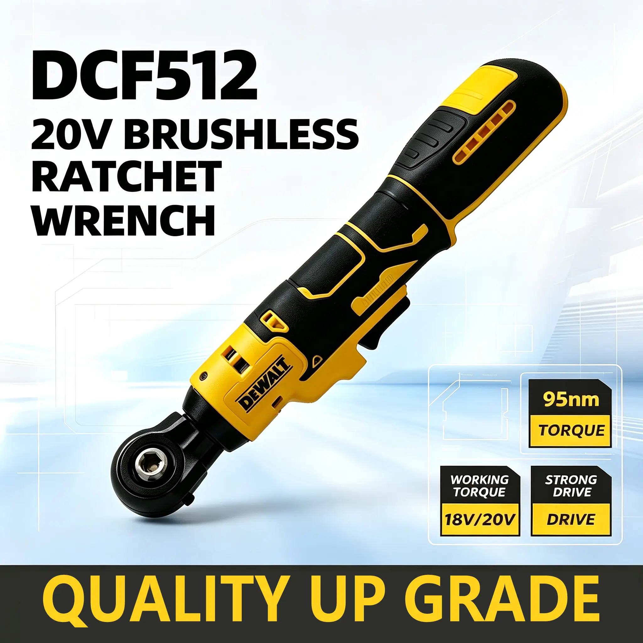 DEWALT 20V Cordless Right-Angle Ratchet Wrench (DCF512), Brushless Variable-Speed Tool with Built-In LED Light for Mechanics, DIY Projects rapid charger