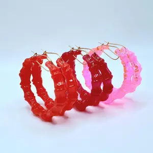 Custom Jelly Bamboo Hoop Earrings