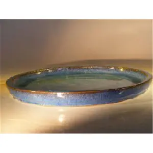 212 MAIN Round Shape Bonsai Ceramic Moisture-Drip Tray, Blue
