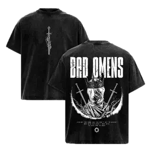 Bad Omens Band Vintage Acid Wash Graphic Tee Heavy Cotton Oversized T-Shirt Metalcore Rock Merch 90s Grunge Streetwear Unisex Tour Concert Gift for Fansck Sweatshirtift