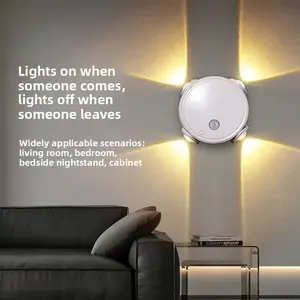 Smart Magnetic Wall Lamp Rechargeable Night Light, Motion Sensor Self-Adhesive No Drilling, Bedroom Living Room Closet Decorative Wall Sconce