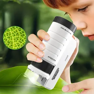 Portable Kids Microscope 200X Zoom Science Experiment Educational Toy for Outdoor Exploration Ideal Gift for Boys Girls