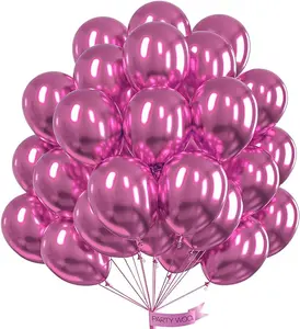PartyWoo Metallic Hot Pink Balloons 50 pcs 12 Inch Metallic Pink Magenta Fushsia Latex Helium Balloons for Birthday Valentine's Day Bachelorette Wedding Baby Shower Party Decorations Pink-G114