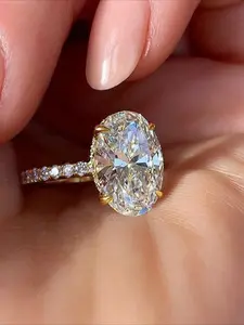 Elegant Oval Inlaid Zircon Ring, Fashionable Engagement Jewelry, Perfect Gift for Valentine's Day & Christmas